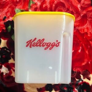Kellogg's 1996 White Plastic Cereal Container with Yellow Lid